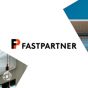 Fastpartner logotyp i grafisk komposition